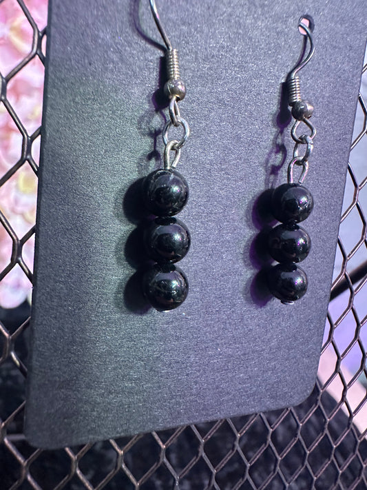 Black onyx handmade dangle earrings