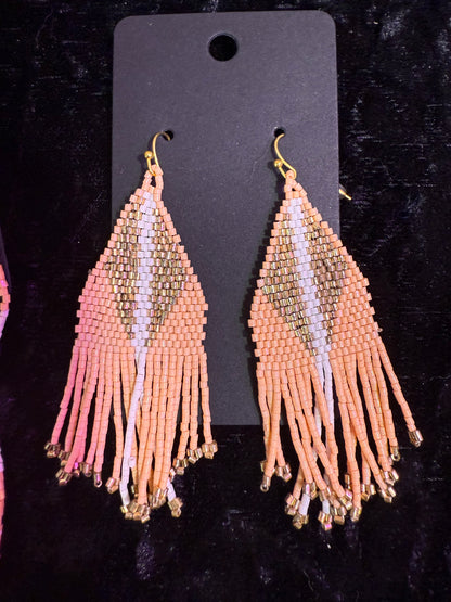 Peach harvest beaded earrings