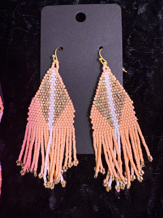 Peach harvest beaded earrings