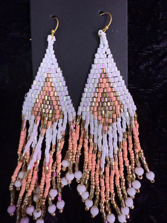 Peach harvest beaded earrings
