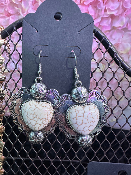 Silver sacred heart earrings