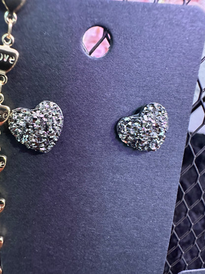 Sparkly heart stud earrings