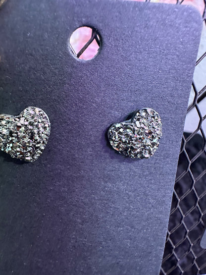 Sparkly heart stud earrings