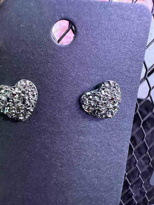 Sparkly heart stud earrings