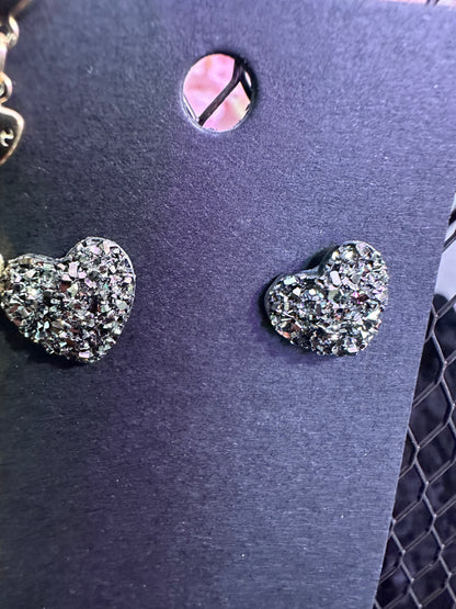 Sparkly heart stud earrings