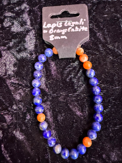 Lapis Lazuli Orange Calcite 8mm bracelet