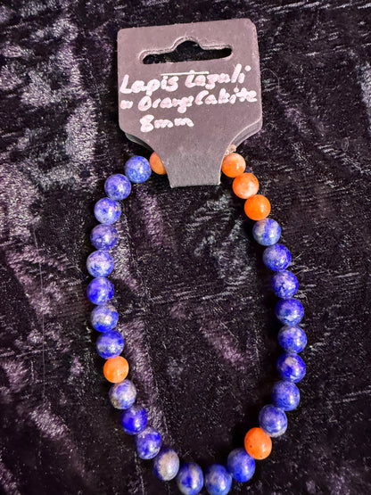 Lapis Lazuli Orange Calcite 8mm bracelet