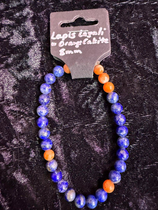 Lapis Lazuli Orange Calcite 8mm bracelet