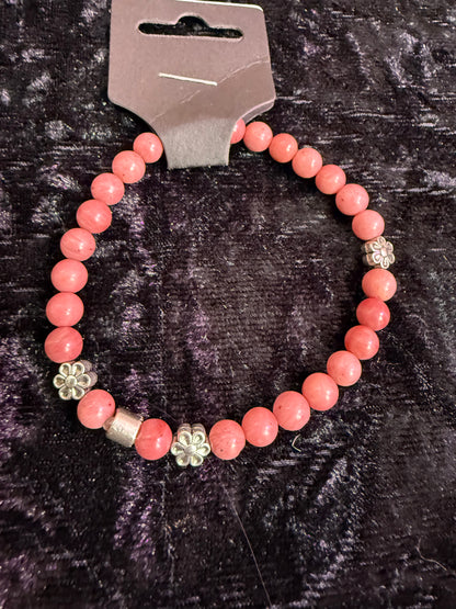 Rhodochrosite Flower Crystal Bracelet