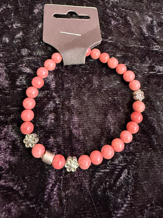 Rhodochrosite Flower Crystal Bracelet