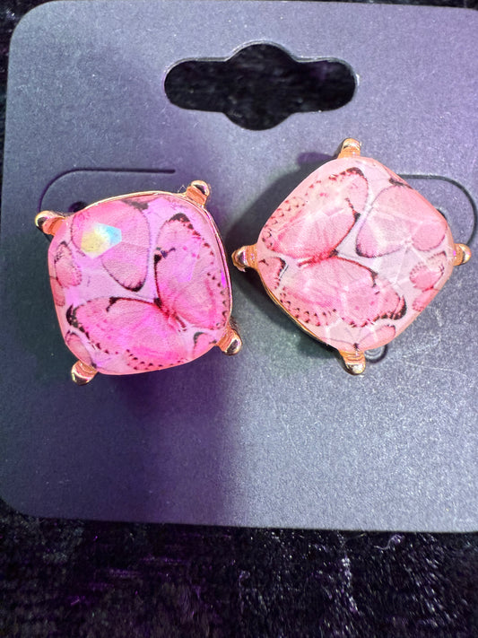 Pink butterfly Dream stud earrings