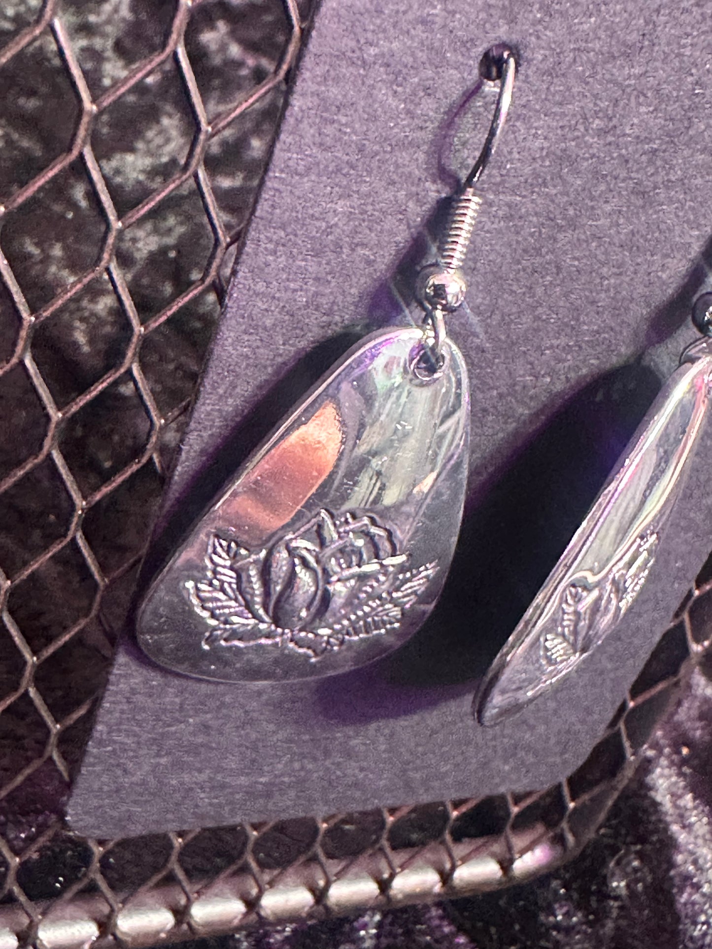 Aluminum Rose Stamp dangle earrings