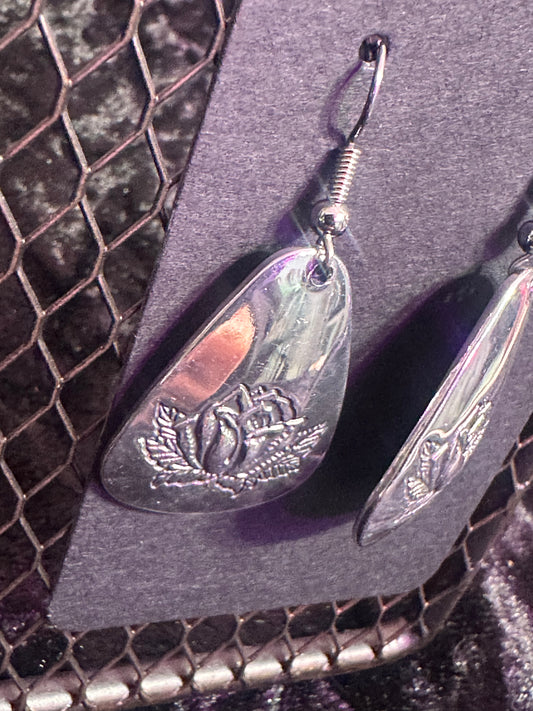 Aluminum Rose Stamp dangle earrings