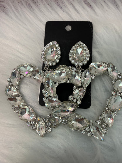 Silver Heart Earrings 2.5”