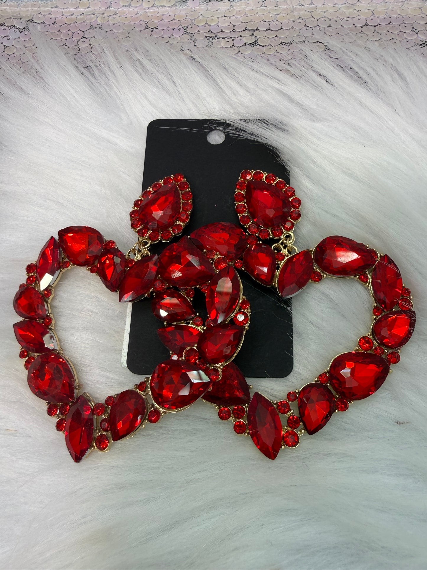 Red heart earrings 2.5”