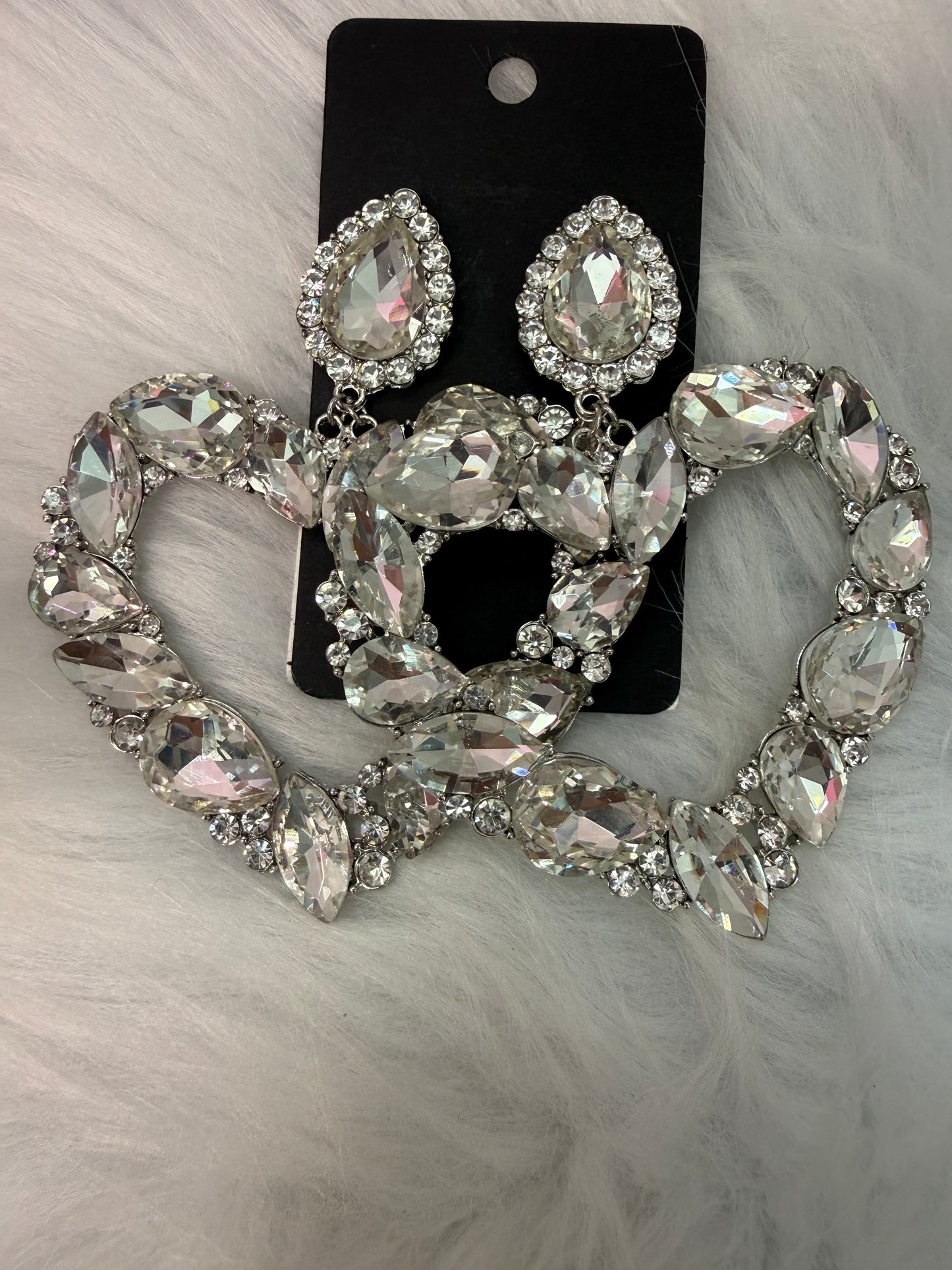 Silver Heart Earrings 2.5”