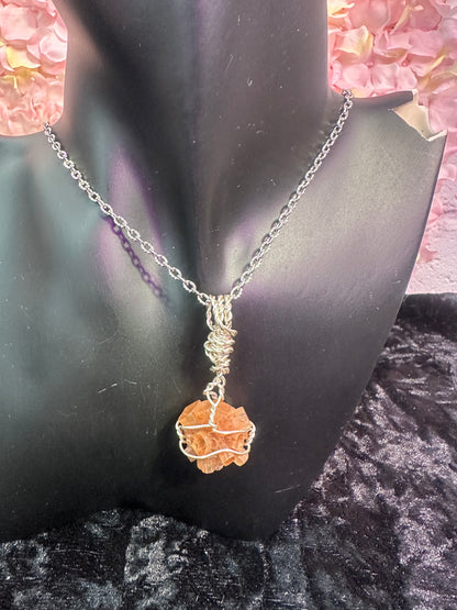 Aragonite handmade Crystal pendant w chain