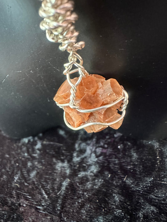 Aragonite handmade Crystal pendant w chain
