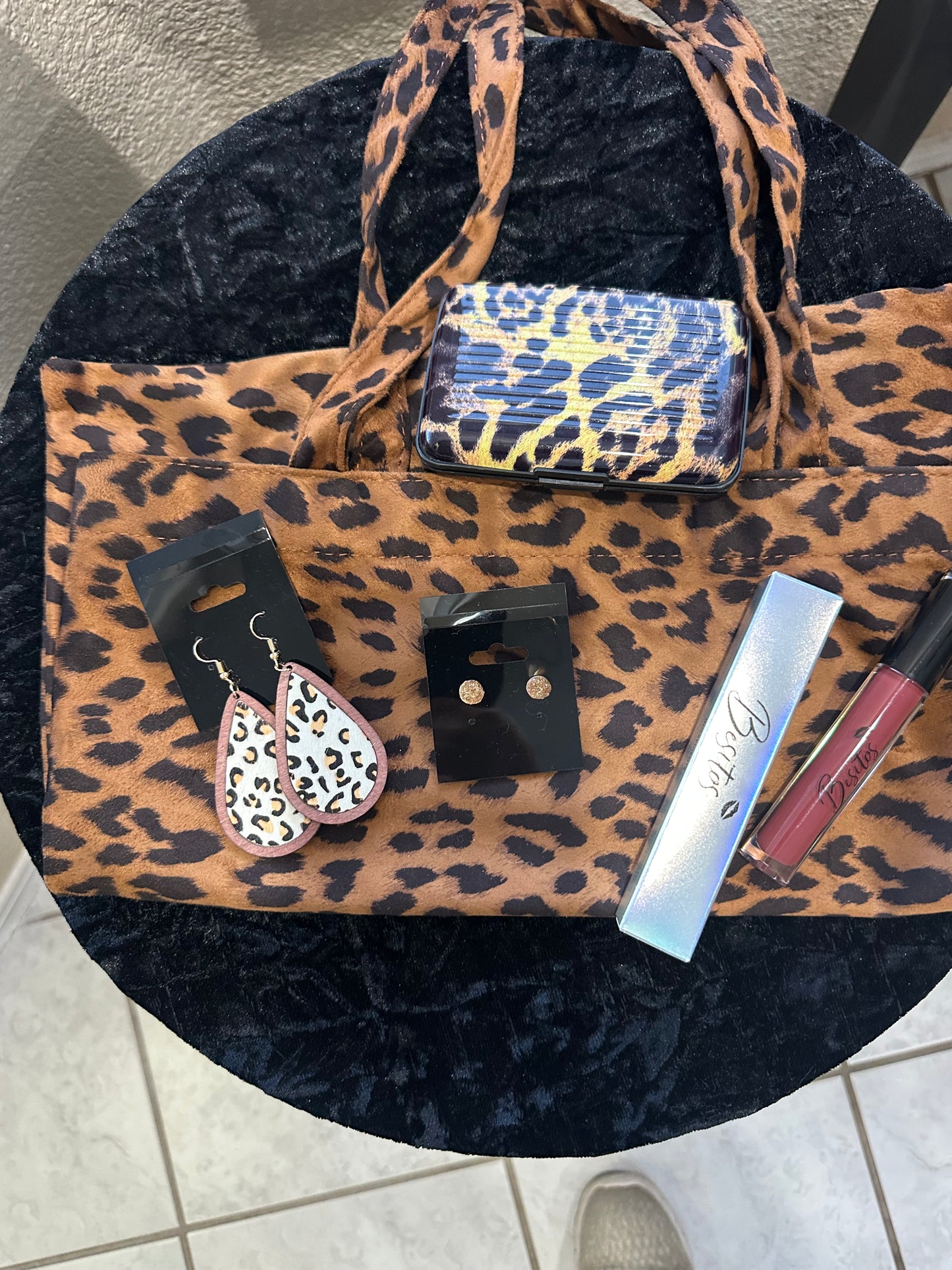 Animal print beauty self care kit