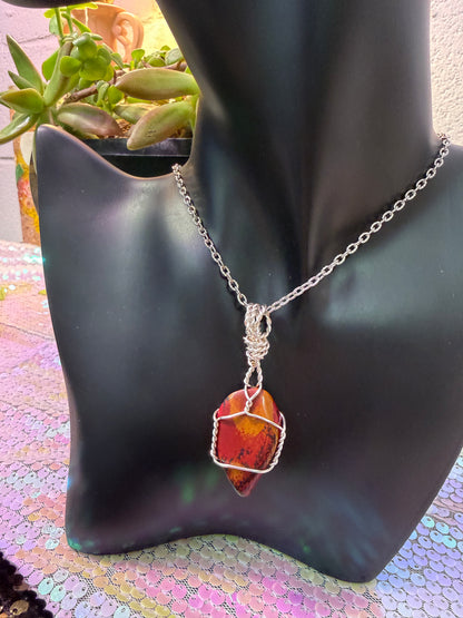 Red Jasper pendant w orange band