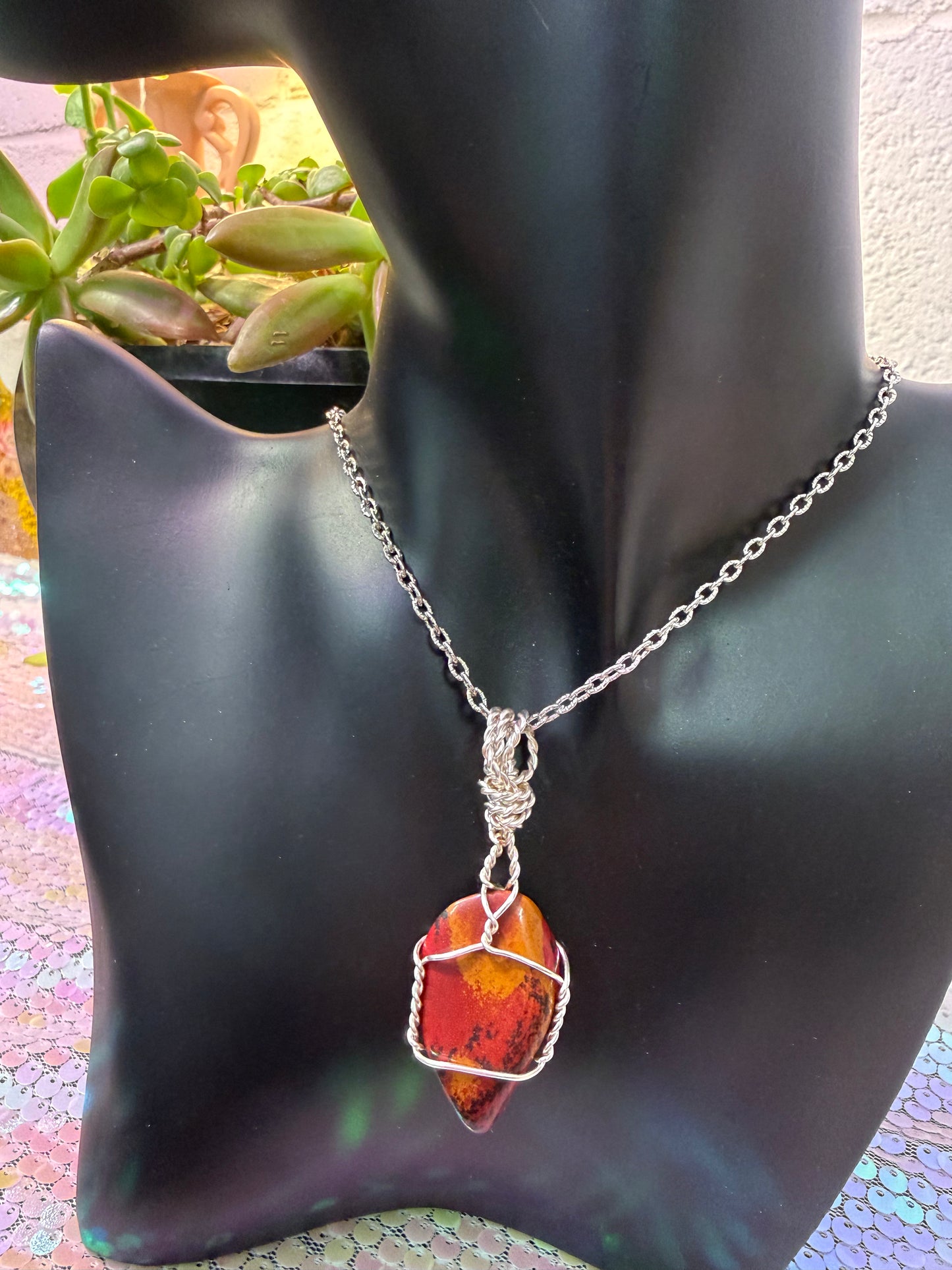 Red Jasper pendant w orange band