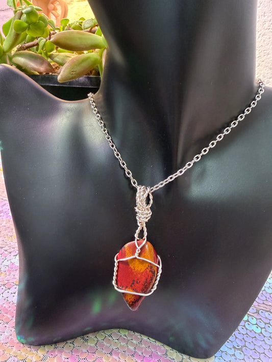 Red Jasper pendant w orange band