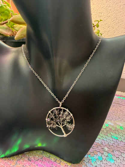 Tree of life black gemstone necklace