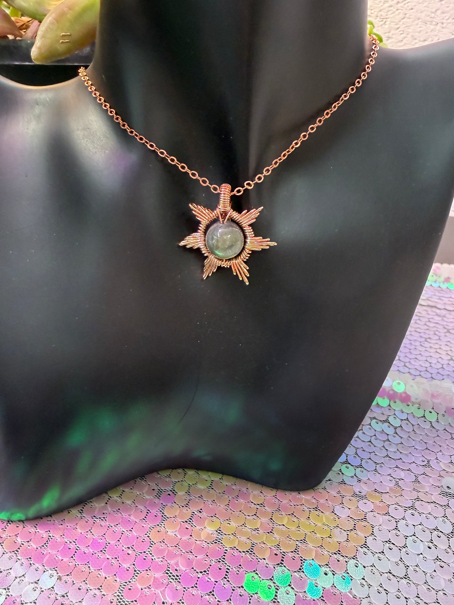 Wire wrapped Sun necklace