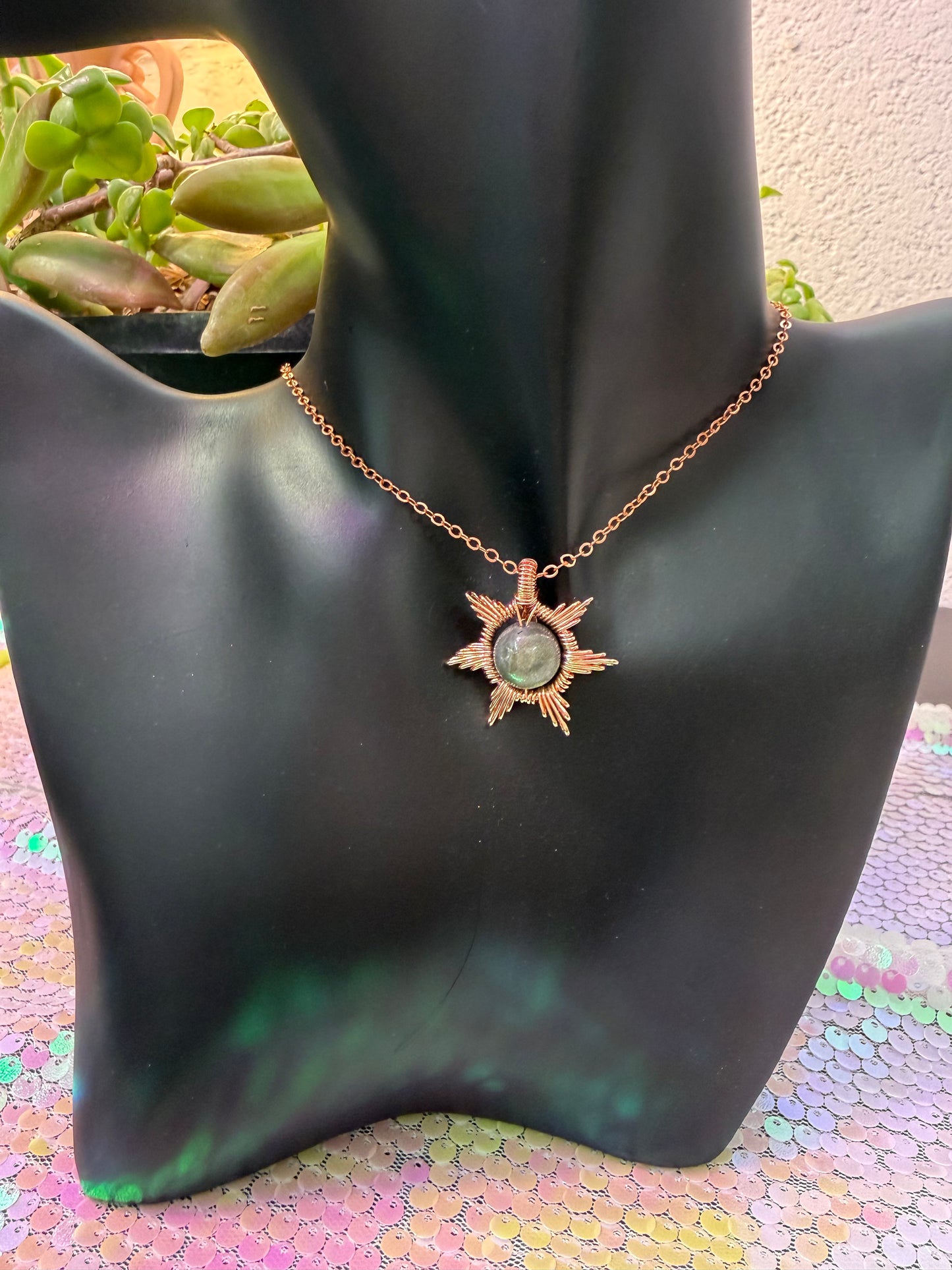 Wire wrapped Sun necklace