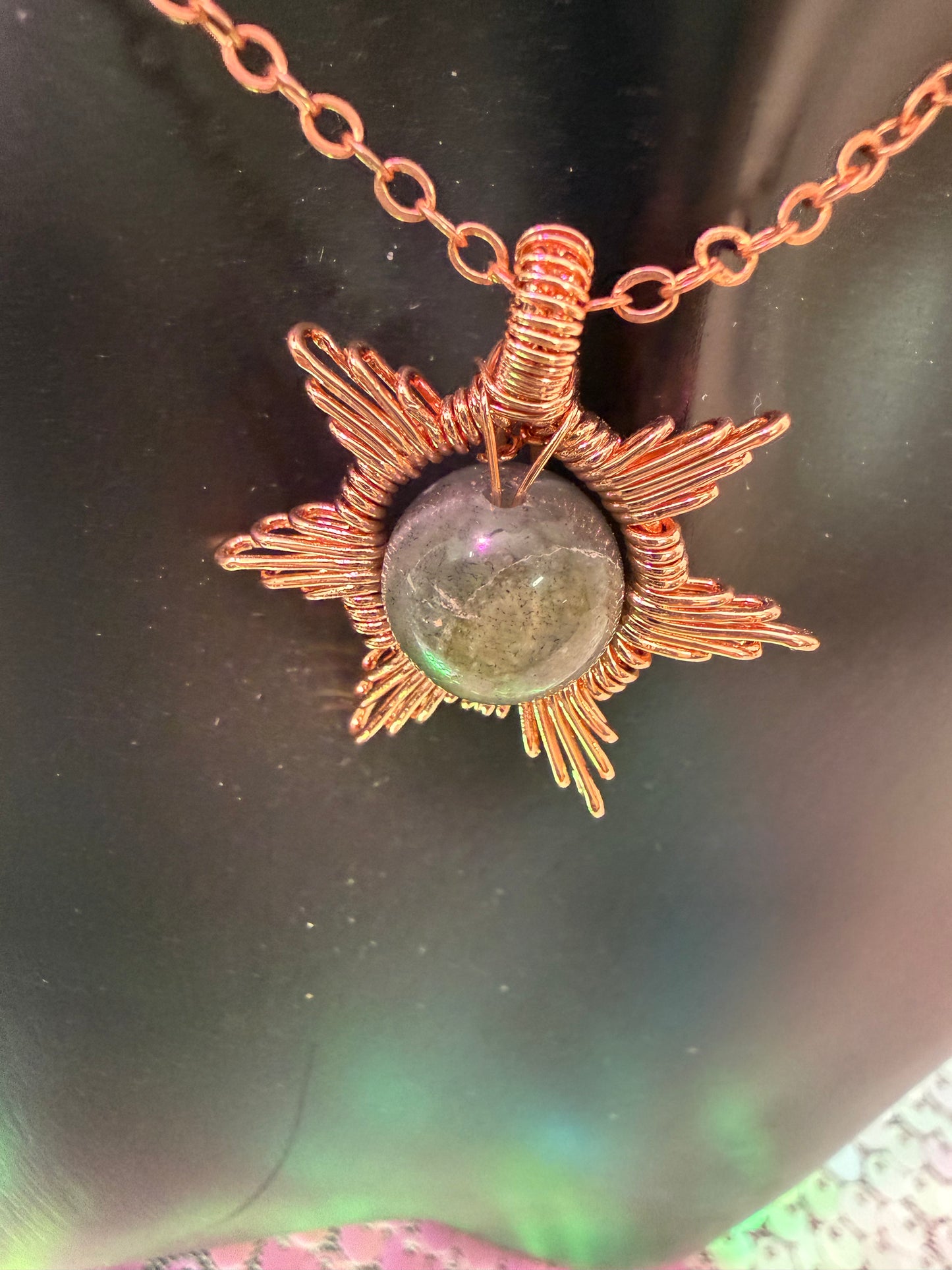 Wire wrapped Sun necklace