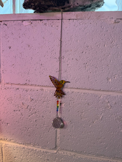 Hummingbird chakra suncatcher