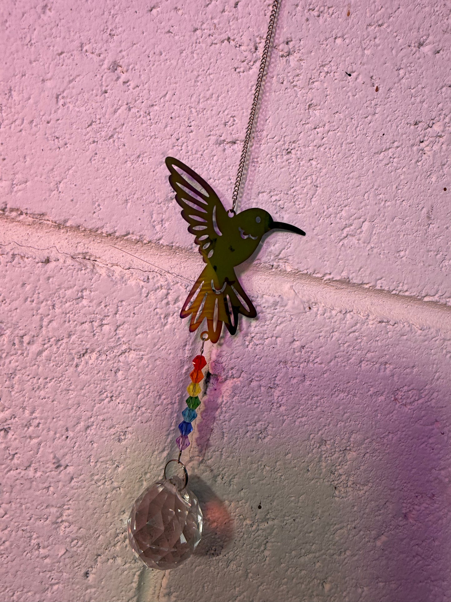 Hummingbird chakra suncatcher