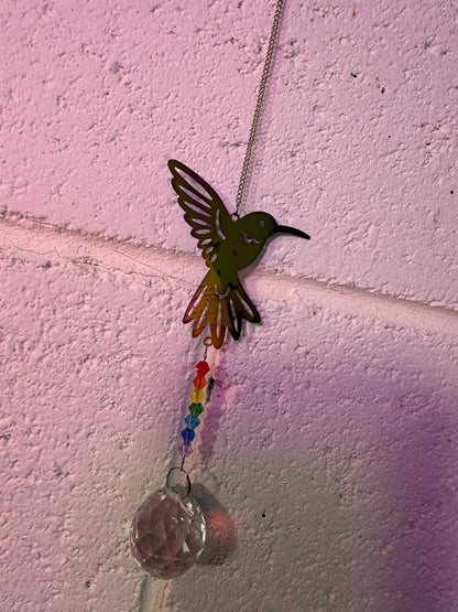 Hummingbird chakra suncatcher