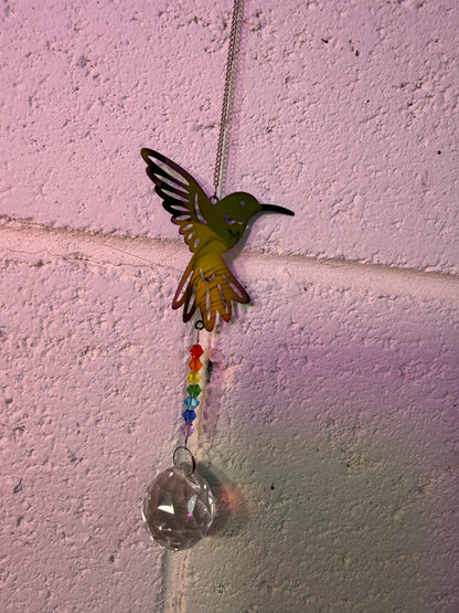 Hummingbird chakra suncatcher