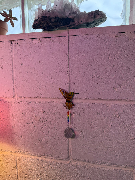 Hummingbird chakra suncatcher