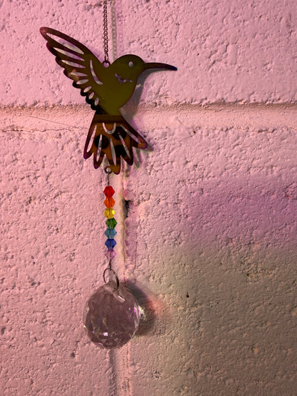 Hummingbird chakra suncatcher