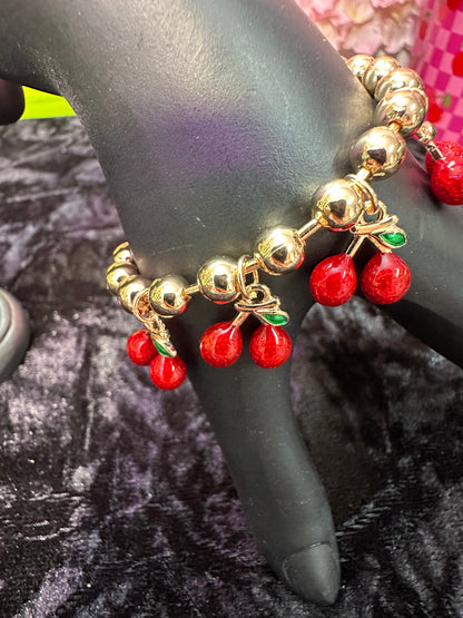 Cherry baby charm bracelet