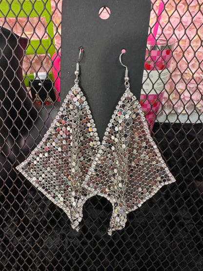 Classic Las Vegas Collection Metal Mesh Square Hook Earrings