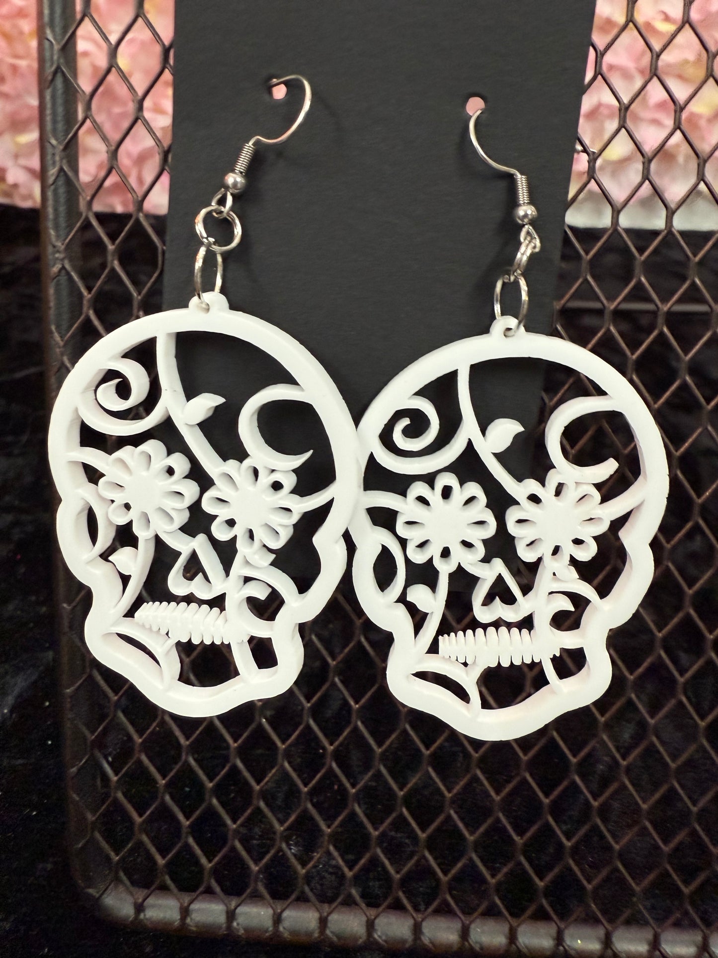 White Dia de Los Muertos earrings