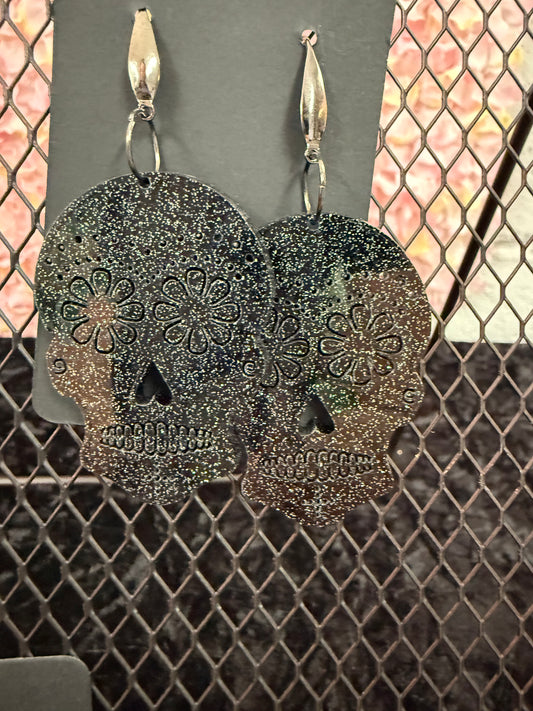 Black earrings Dia de Los Muertos earrings