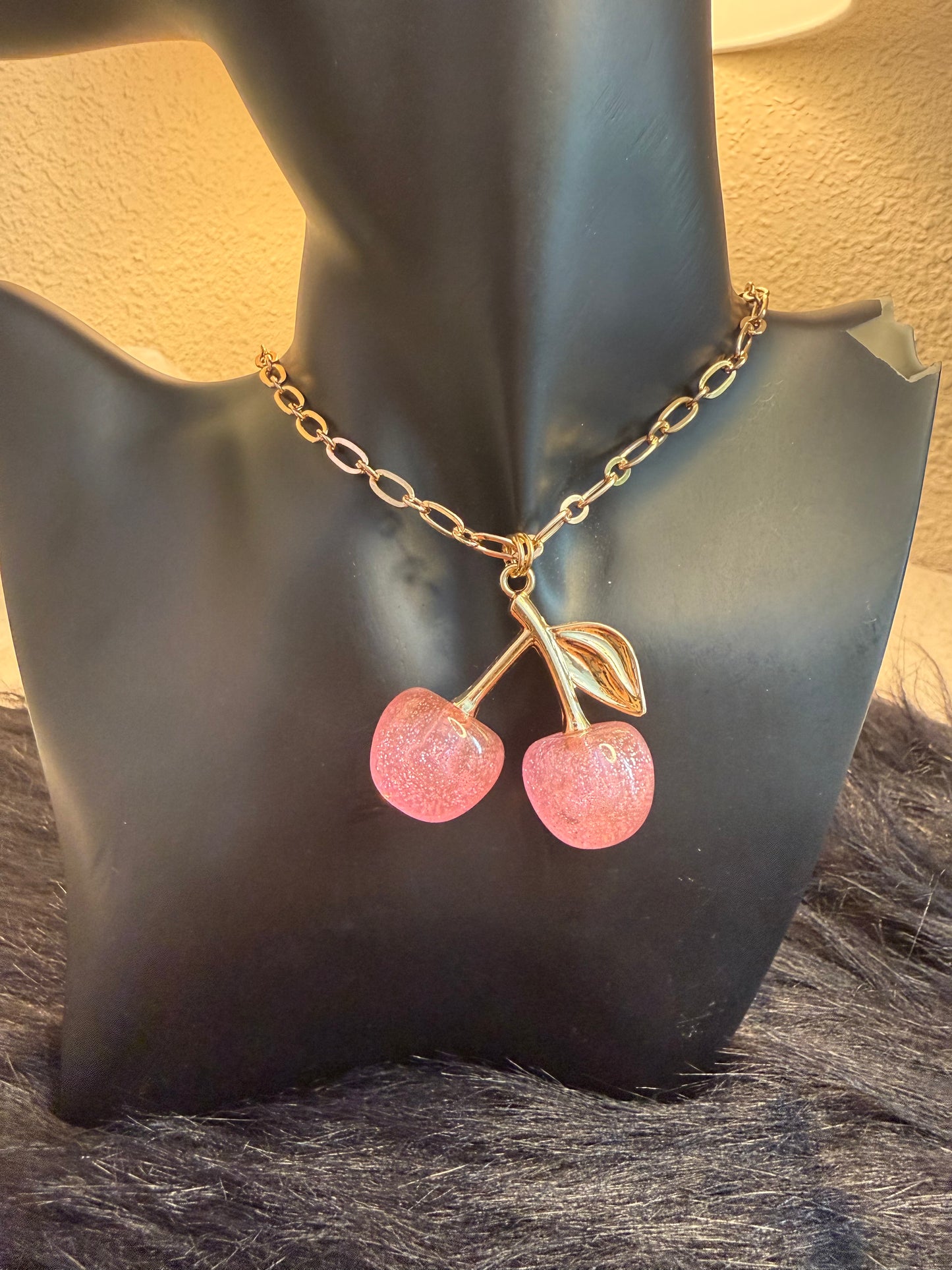 Cherry baby necklace pink