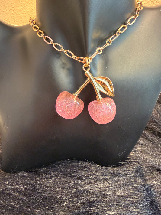 Cherry baby necklace pink