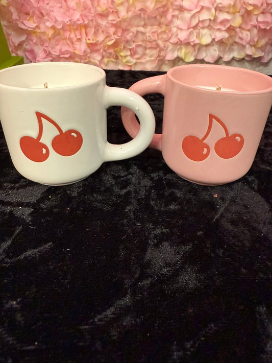 Cherry baby candles white and pink