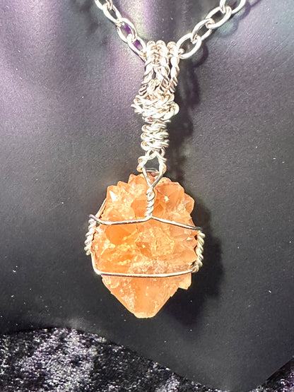 Pecos Diamond Hand wrapped Crystal Pendant
