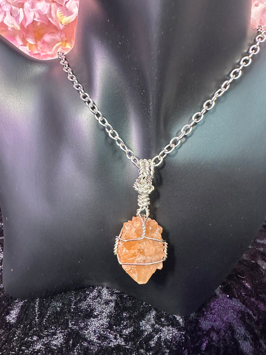Pecos Diamond Hand wrapped Crystal Pendant