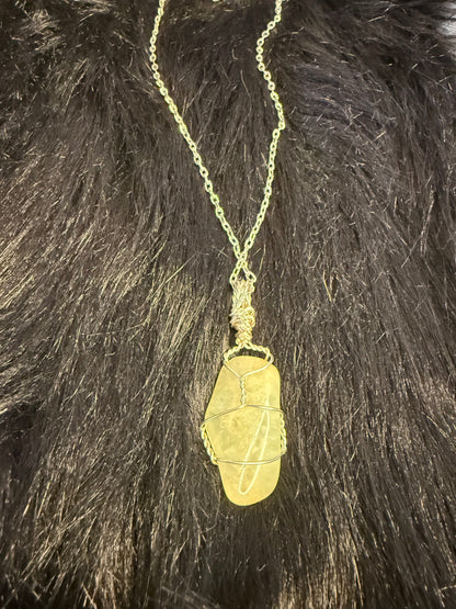 Prehnite Handwrapped Crystal Pendant