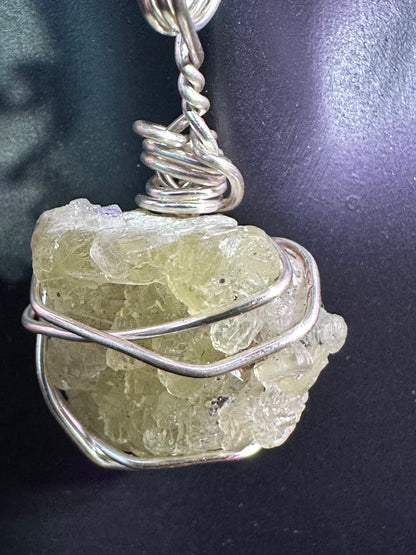 Prehnite hand wrapped crystal pendant