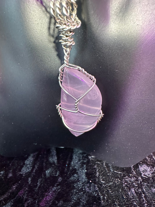 Rose Quartz Hand wrapped Crystal pendant