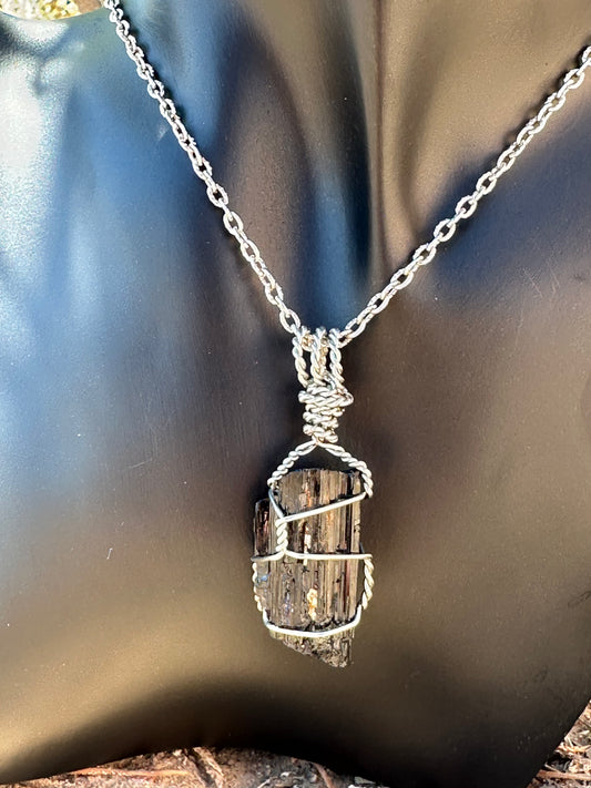 Black tourmaline handmade pendant