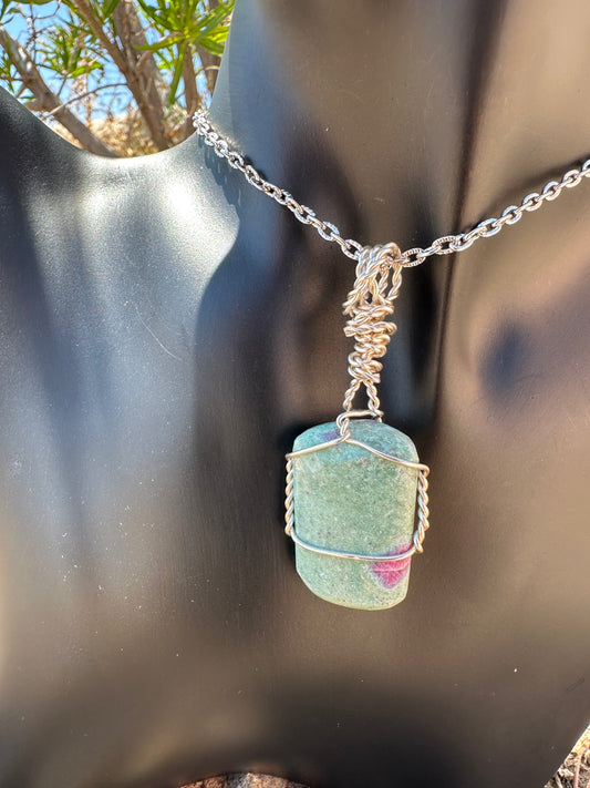 Ruby in Fuschite Crystal pendant